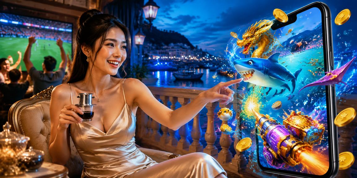 Người chơi tại Đà Lạt tham gia game bắn cá trực tuyến bên ly cà phê buổi tối