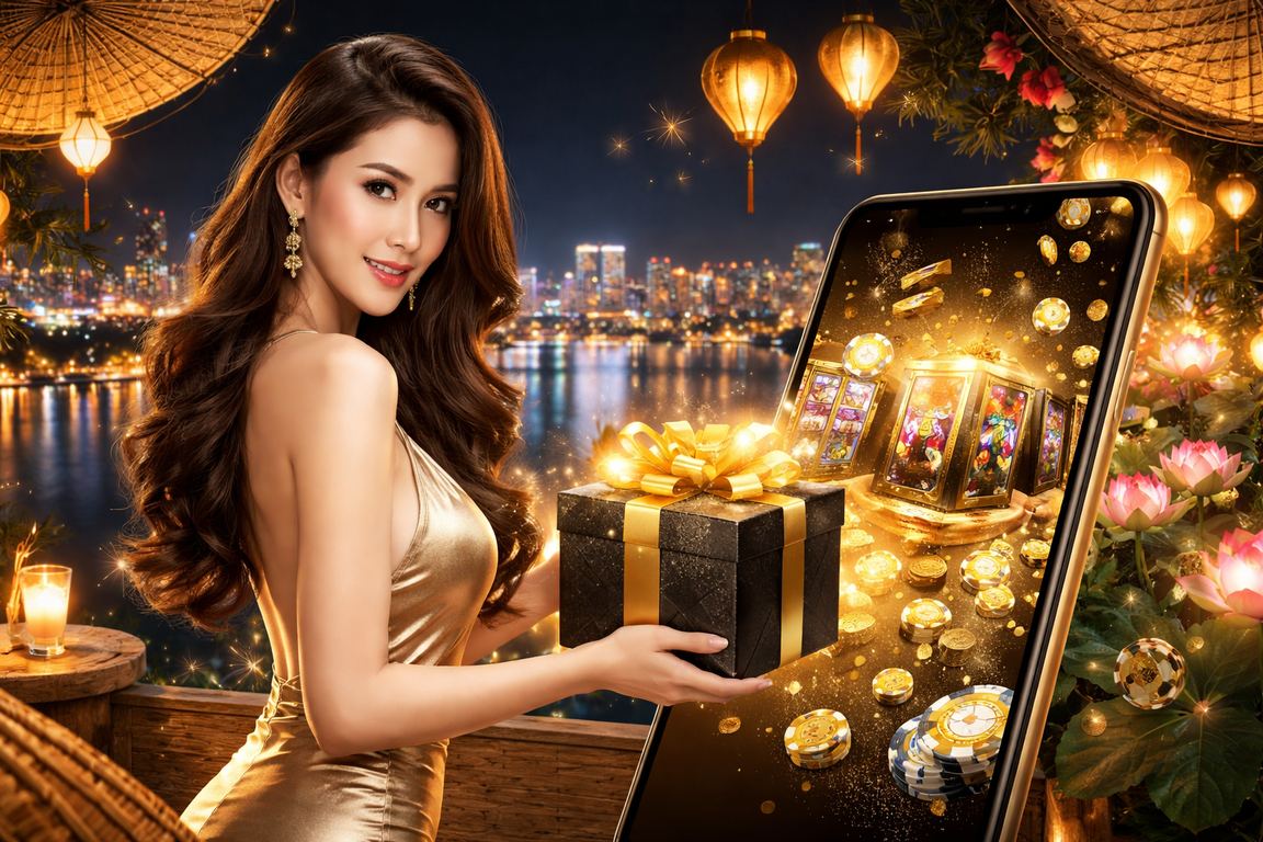 Người chơi tại Hà Nội truy cập casino di động với nón lá truyền thống